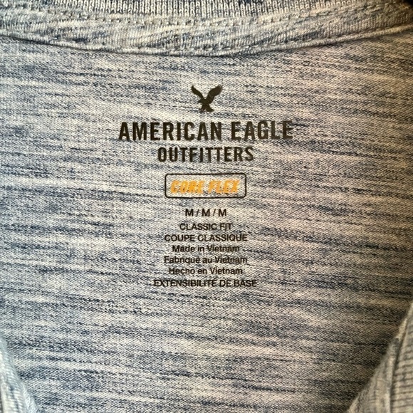 AMERICAN EAGLE OUTFITTERS, MENS SHORT SLEEVE POLO SHIRT IN HEATHER BLUE. SIZE M - Picture 2 of 5